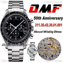 OMF Apollo 15 40th Anniversary Manual Winding Chronograph Mens Watch Black Dial Stainless Steel Bracelet 2021 New Edition Pur309f