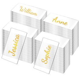 30/50Pcs Clear Acrylic Table Place Card Wedding Blank Rectangle Seating Cards Sign Guest Names Tag Birthday Party DIY Decoration 231220