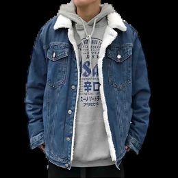 Men's Jackets Men Winter Jean Jackets blue Cowboy Outerwear Warm Denim Coats New Men Wool Liner Thicker Fleece Denim Jacket MalesL231026