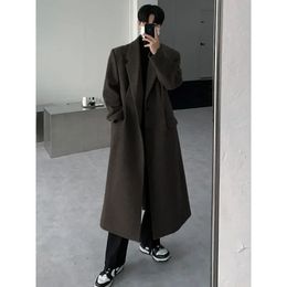 Men's Fur Faux Fur 3 Colours Winter High Quality Maillard Knee Length Korean Edition Woollen Coat Handsome Woollen Thickened Coats 231220