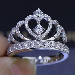 Women Crown ring Handmade 1 5ct Diamond 925 Sterling silver Engagement Wedding Band Ring for women Gift2394