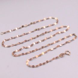 Chains Fine Pure Au750 18k Rose Gold Chain 2mmW Women Tile Link Necklace 18inch 1.9-2.1g