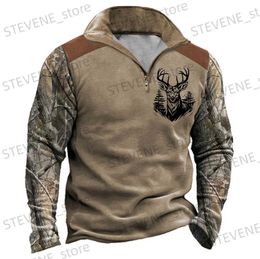 Men's Hoodies Sweatshirts Autumn Elk Deer Men's 3d Hoodies Estival Zipper Hoodie For Men Fashion Retro Oversized Men's Pullover Hoodies Men Clothing Tops T231220