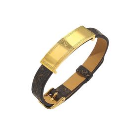 New Style Fashion Bracelets Women Bangle Designer Jewelry Faux Leather 18K Gold Plated Stainless steel Bracelet Womens Wedding Gif273i