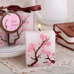 50PCS Cherry Blossom Candle Favors Bridal Shower Wedding Giveaways Anniversary Souvenirs Party Gifts288t