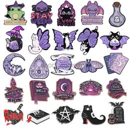 Cute Magic Enamel Brooch Frog Bat Coffin Black Cat Moon Magic Girl Moth Horror Team Witch Badge Punk Lapel Pins Jewellery