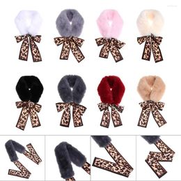 Scarves Thick Fanshion Neck Wrap Warmer Faux Fur Collar Scarf Leopard Ribbons Plush For Women