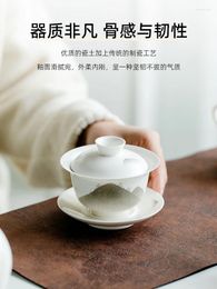 Teaware Sets Guanshan Sancai Cover Bowl Single Chinese Ceramic Large White Porcelain Tea Teacup Maker Set