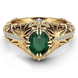 Emerald Colour 14k Gold Plated Ring For Woman Men Engagement Wedding Ring234d