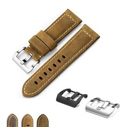 Genuine Calf Leather Watch Strap Bracelet Watch Bands Assolutamente Brown Watchband for Pane rai 22mm 24mm 26mm288S