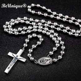 Man's Luxury steel catholic rosary Cross charm necklace pendant center piece connectors Christmas Religious Goods 210621263e