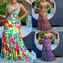 Ethnic Clothing 2023 Elegant Dashiki Summer Spaghetti Straps Maxi Dress Ladies Traditional Africa Long African Dresses For Women