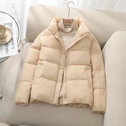 Women's Trench Coats Winter Loose Thick Warm Cotton Lining Parkas Women Fashion Casual Straight Zipper Up Khaki White Black Ladies Puffer