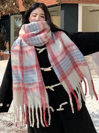 Scarves Fashion Preppy Vintage Plaid Scarf Headscarf Winter Women Ladies Men Tassel Warm Soft Pashmina Mujer Male Wrap Shawl