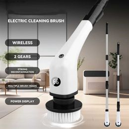 Cleaning Brushes 7 IN 1 Multifunctional Wireless Rechargeable Electric Cleaning Brush for Floor Cleaning/ Mop/ Stove/ Bathtub With Power Display Q231220