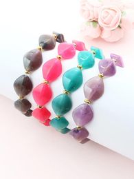 Strand Two Tone Colours Geometric Stone Beads Bracelet