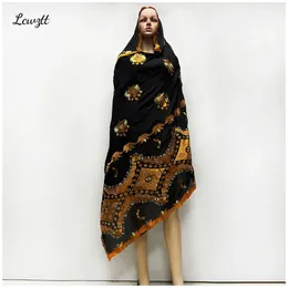 Ethnic Clothing Latest African Muslim Women's Headscarf Cotton Cloth Large Sized Embroidery Process Perforated Long Scarf Dubai For Prayer