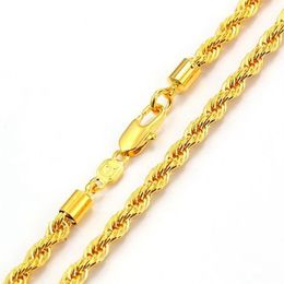 knot chain solid rope necklace 18k Yellow Gold Filled Mens Collar Necklace 18 inches313P