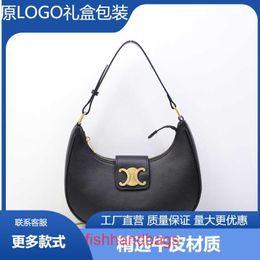 Luxury crossbody saddles bag Celins's Womens Handbag purse 2023 New Family Bag Triumphal Old Flower Round Saddle Crescent GenuineWith original Logo