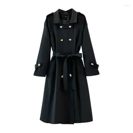 Women's Trench Coats VANOVICH Oversized Women 2024 Autumn And Winter Korean Style Waist Belt Temperament Polo Collar Double Breasted Coat