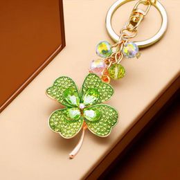 Keychains Crystal Keychain Rhinestone Car Keyring Female Creative Cute Flower Bag Pendant Four-leaf Clover Key Chain