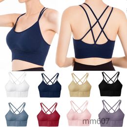 LUU Sport Tank Bra Top Shockproof Cross Straps Bra Yoga Outfit Running Gym Free Widen Hem Push Up Workout Fitness Undershirt Women Crop Tops Brassiere