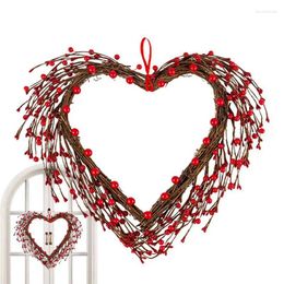Decorative Flowers Valentine Heart Wreath Artificial Shaped Door Hanger Exquisite Front Garland Valentine's Day For