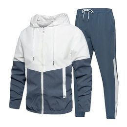 Brand Men Tracksuit Casual Set Autumn Male Joggers Hooded Sportswear Jackets Pants 2 Piece Sets Hip Hop Running Sports Suit 231220