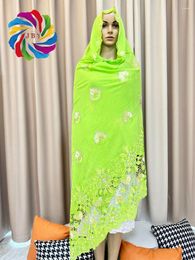 Ethnic Clothing 2023 Luxury Muslim Cotton Dubai Pitch Colour Scarf Hijab Headtie Turban Circle Embroidery Big Size Shawls