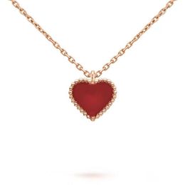 Sweet Heart Pendant Necklace Designer Jewellery love necklaces Four Leaf Clover Sterling Silver Rose Gold Red heart-shaped necklace 2730