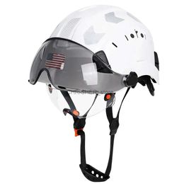 Climbing Helmets Construction Safety Helmet with Visor Built In Goggles Reflective Stickers ABS Hard Hat ANSI Industrial Work CE Engineer Cap