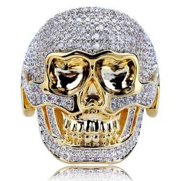 Hip Hop Gold Jewellery Iced Out Skull Rings for Men New Arrival Diamond Men's High Quality Bling Rings296k