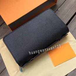 mens designer wallet Long double zipper wallet brand clutch bag High quality leather purses large capacity Card Holder money clip 258n