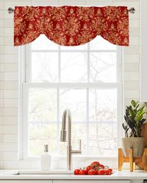 Curtain Dragon Red Background Window Living Room Kitchen Cabinet Tie-up Valance Rod Pocket