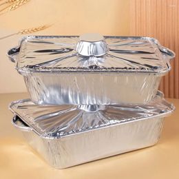 Take Out Containers 3pcs Outdoor Tinfoil Pot Camping Rectangle Food Heating Barbecue Pots