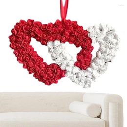 Decorative Flowers Valentines Wreath Romantic Rose Wreaths Heart Shaped Hearts Hang Valentine's Day Decorations For Wedding Party Front