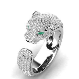 Weiya Leopard Head Full Diamond Ring Popular for Men and Women295b