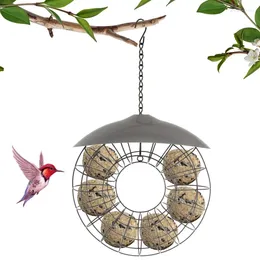 Other Bird Supplies Round Outdoor Field Feeder Metal Hanging Type Washable Windproof Automatic Feeders Food