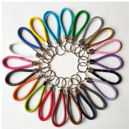 40 Colour PU Leather Braided Woven Keychain Rope Rings Fit DIY Circle Pendant Key Chains Holder Car Keyrings Jewellery accessories in Bulk df335