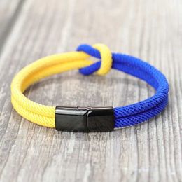 Chain New Bicolor Blue Yellow Ukraine Bracelet Men Women Stainless Steel Magnet Buckle Rope Braclet Boyfriend Gift Ukrainian Symbols