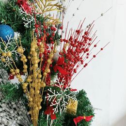 Decorative Flowers 5pcs Artificial Berry Stem Branch Xmas Tree Decor DIY Glittery Twigs Branches Glitter Wreath Party Supplies