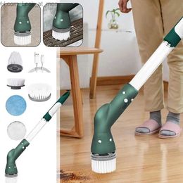 Cleaning Brushes Electric Spin Cleaner with 6 Replacement Brush Heads Turbo Scrub Brush Handle Kitchen Bathroom Floor Cleaning Tool Q231220