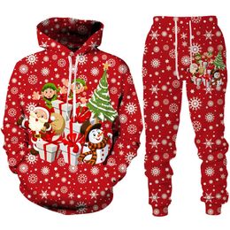 Fashion Christmas Snowman 3D Print Hoodie Pants Suit Men s Casual Funny Year s Party Clothes Couple Streetwear Tracksuit Set 231220