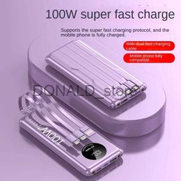 Cell Phone Power Banks 100W Portable with Cable Super Fast Charge Outdoor Mobile Power Supply 30000mAh 50000mAh Large Capacity Power Bank J231220