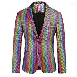 Men's Suits HOO 2024 3D Digital Printing Blazer Youth Fashion Cool Plaid Glossy