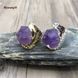 Wedding Rings Band Rings 10PCS Large Natural Amethysts Cluster Crystal Quartz Druzy Adjustable Rings For Women MY210426 231219