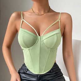 Women's Tanks Stylish Diamond Shape Slim Sexy Backless Fishbone Steel Ring Solid Color Everything Corset Too Thermal For The Abdomen