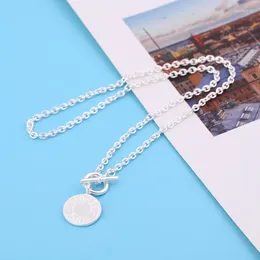 Chains Korean Version 2023 Round Fashion Label Letter Necklace Network Red Tide OT Buckle Collar Chain Personalized