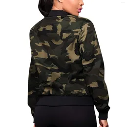 Women's Jackets Fashion Women Long Sleeve Jacket Camouflage Coat Zipper Up Bomber Female Tops Outwear Casual Streetwear