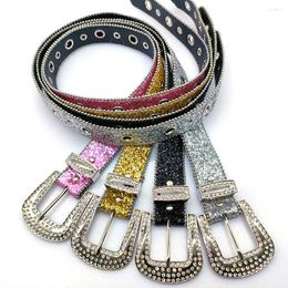 Belts Wide Multi-Color Belt Women's Rhinestone PU Luxury Design Decoration Fashion Personality Denim